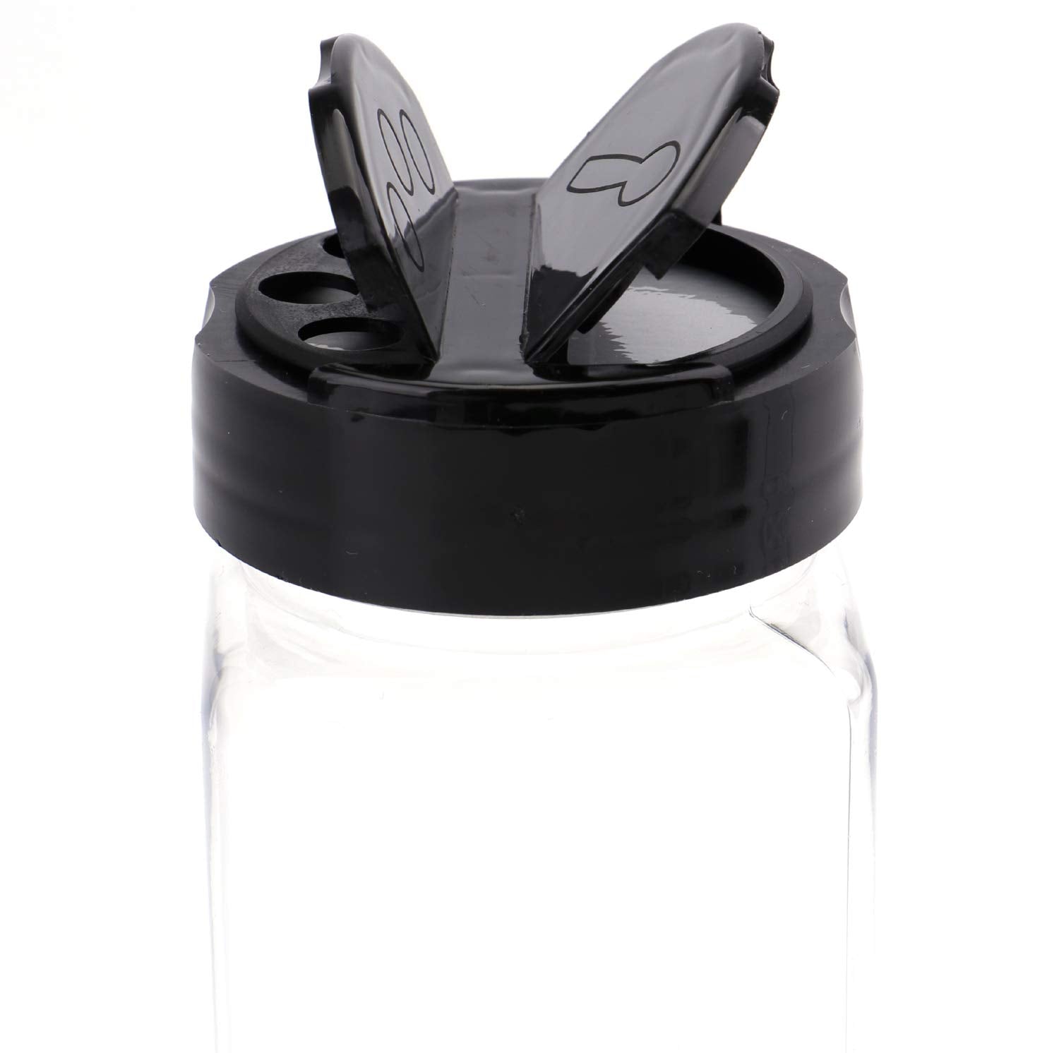 Bekith 16 Pack Plastic Spice Jars Bottles for Storing Spice, Herbs and Powders - 9 Oz BPA Free Plastic Spice Containers with Black Flip Top Cap to Pour or Shaker/Sifter
