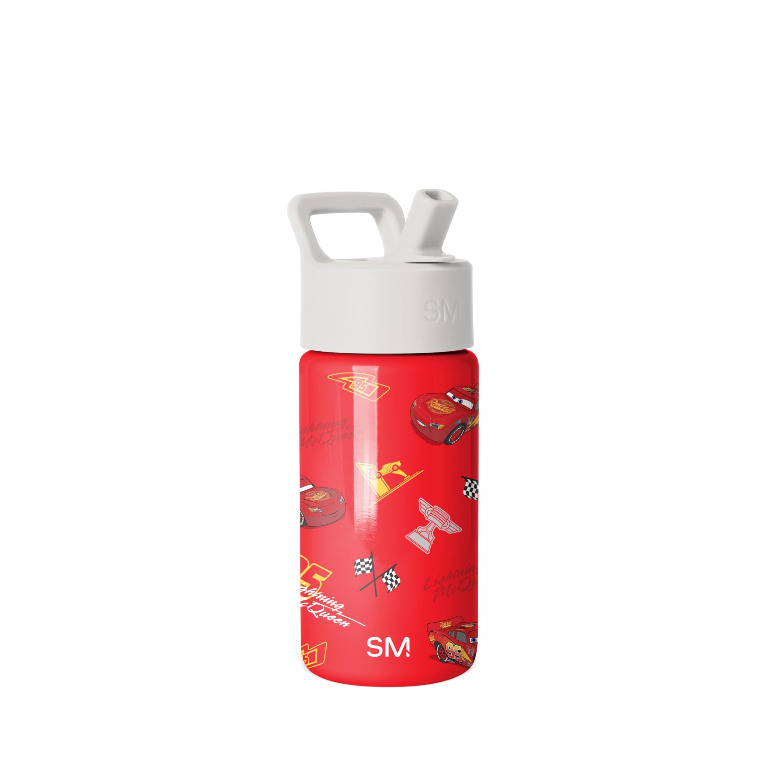 Simple Modern Disney Pixar Lightning McQueen Kids Water Bottle with Straw Lid | Reusable Insulated Stainless Steel Cup for Boys, Girls, School | Summit Collection | 14oz, Cars Lightening Speed
