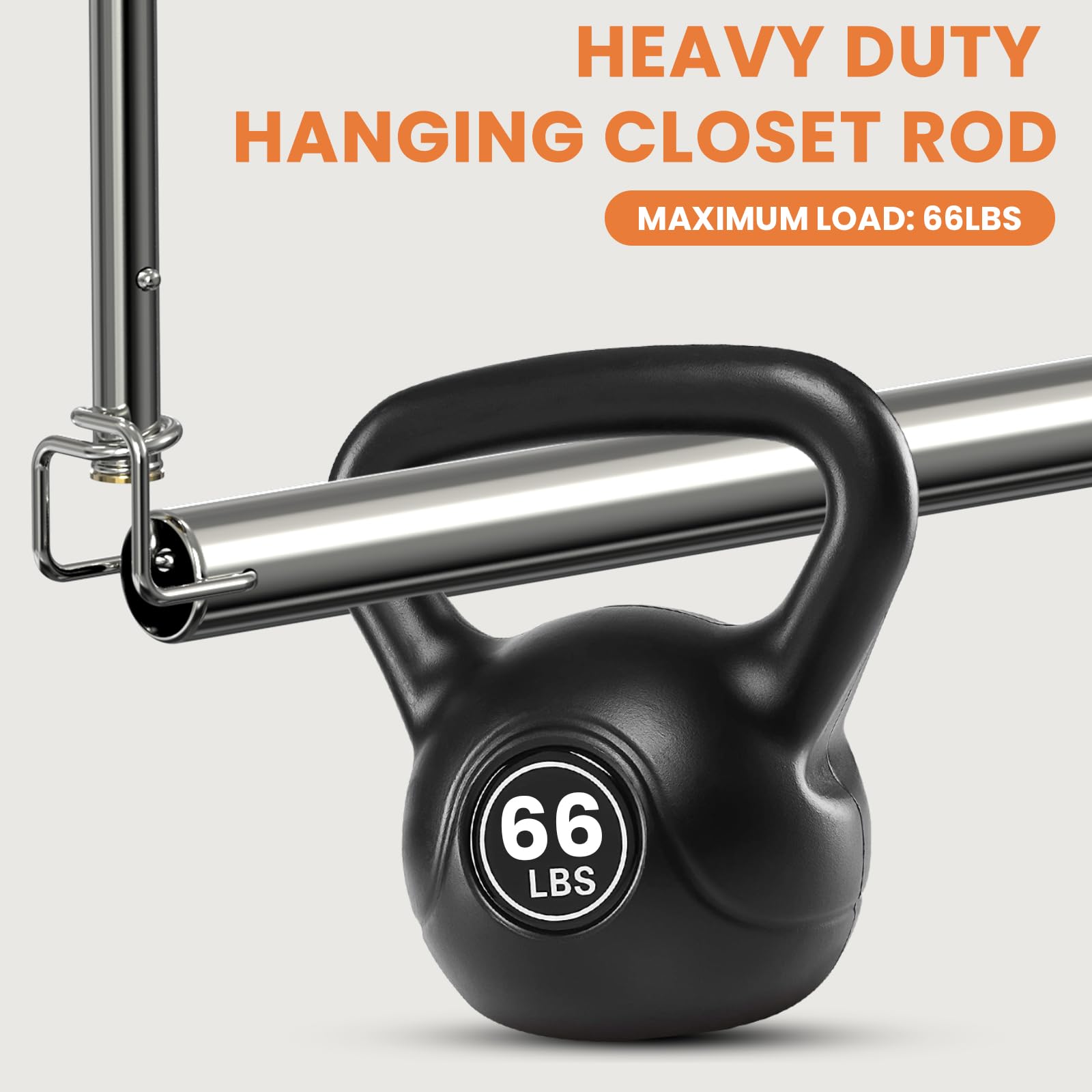 Hanging Closet Rod, Adjustable Height & Width Closet Rods for Hang ing Clothes-Closet Extender Rod Space-Maximizing Design Suitable for Hanging and Drying Clothes, Silver
