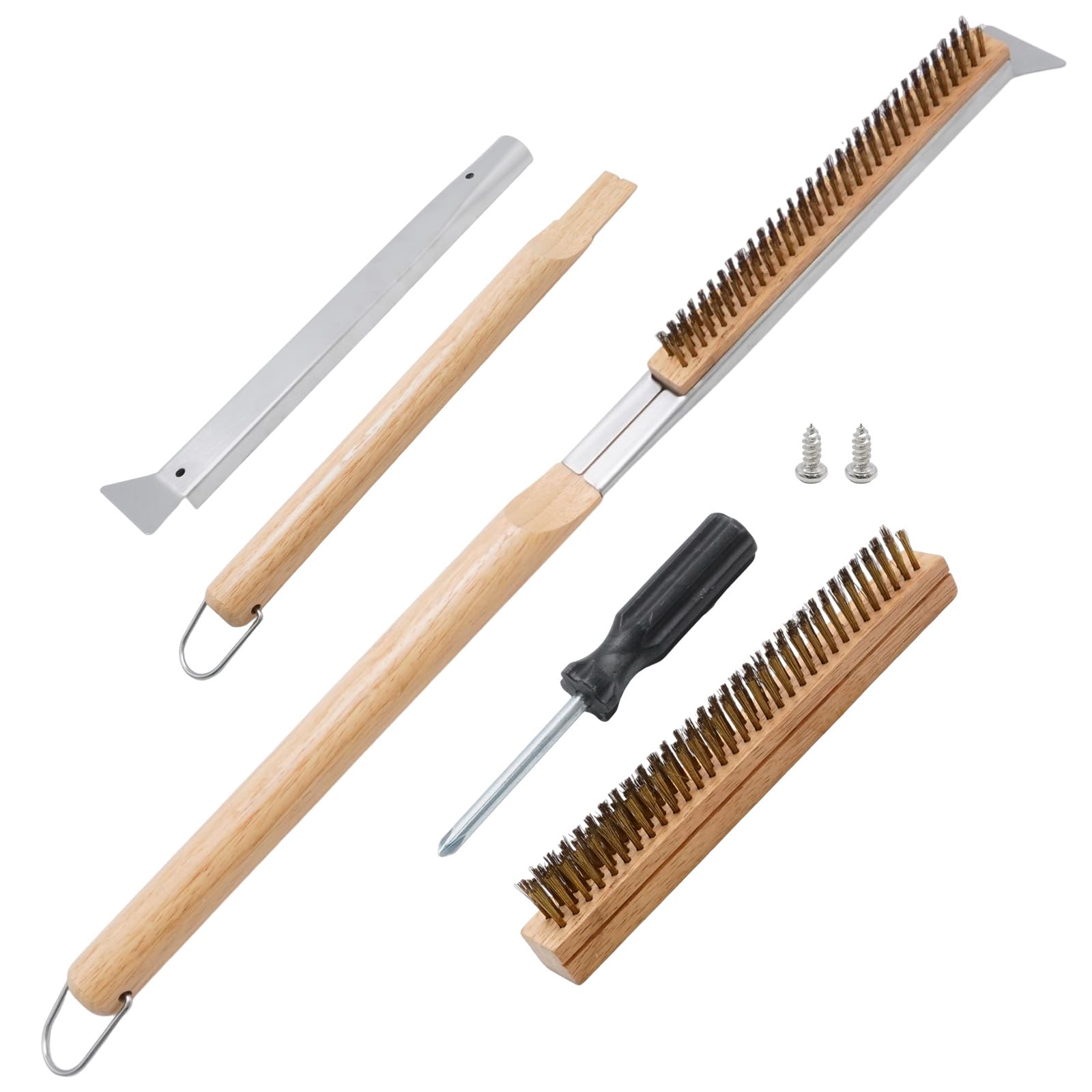 ZUDKSUY Pizza Oven Cleaning Brush with Stone Scraper, 21-inch Brush for Pizza Ovens, Suitable for Indoor and Outdoor Pizza Ovens and Restaurants