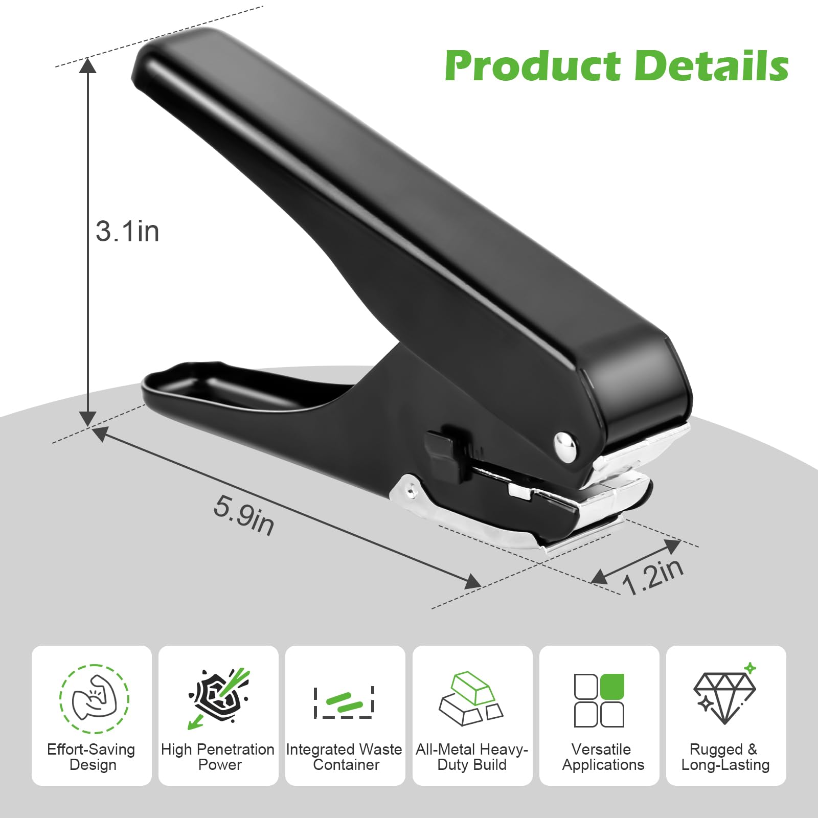 Heavy-Duty Slot Punch, Handheld Badge Hole Puncher, All Metal ID Card Puncher, Slotting Punch Tool for PVC ID Card, Luggage tag, Name Tag and Badge Holder