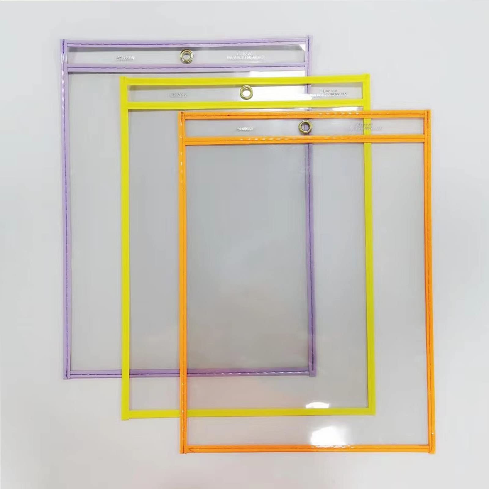 iMyself 30 Pack Dry Erase Pocket Sleeves, Rewritable Transparent and Durable Pocket Protector for Classroom Decor, Classroom Organization, School Supplies, Random 5 Color