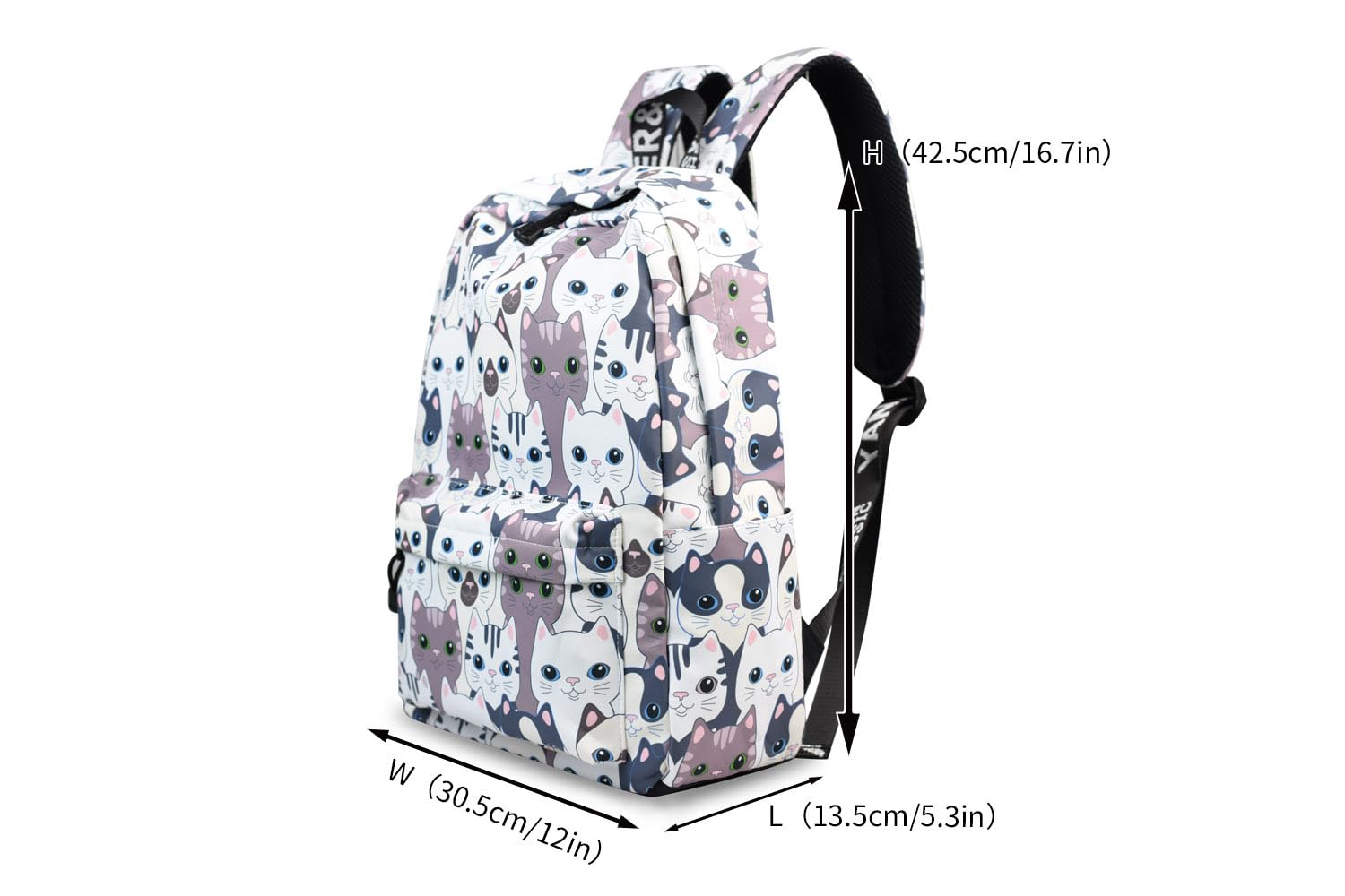 Backpack for Women Girls, YANAIER Cute Floral Waterproof School Bookbag Laptop Backpack Hiking Travel Daypack Cat