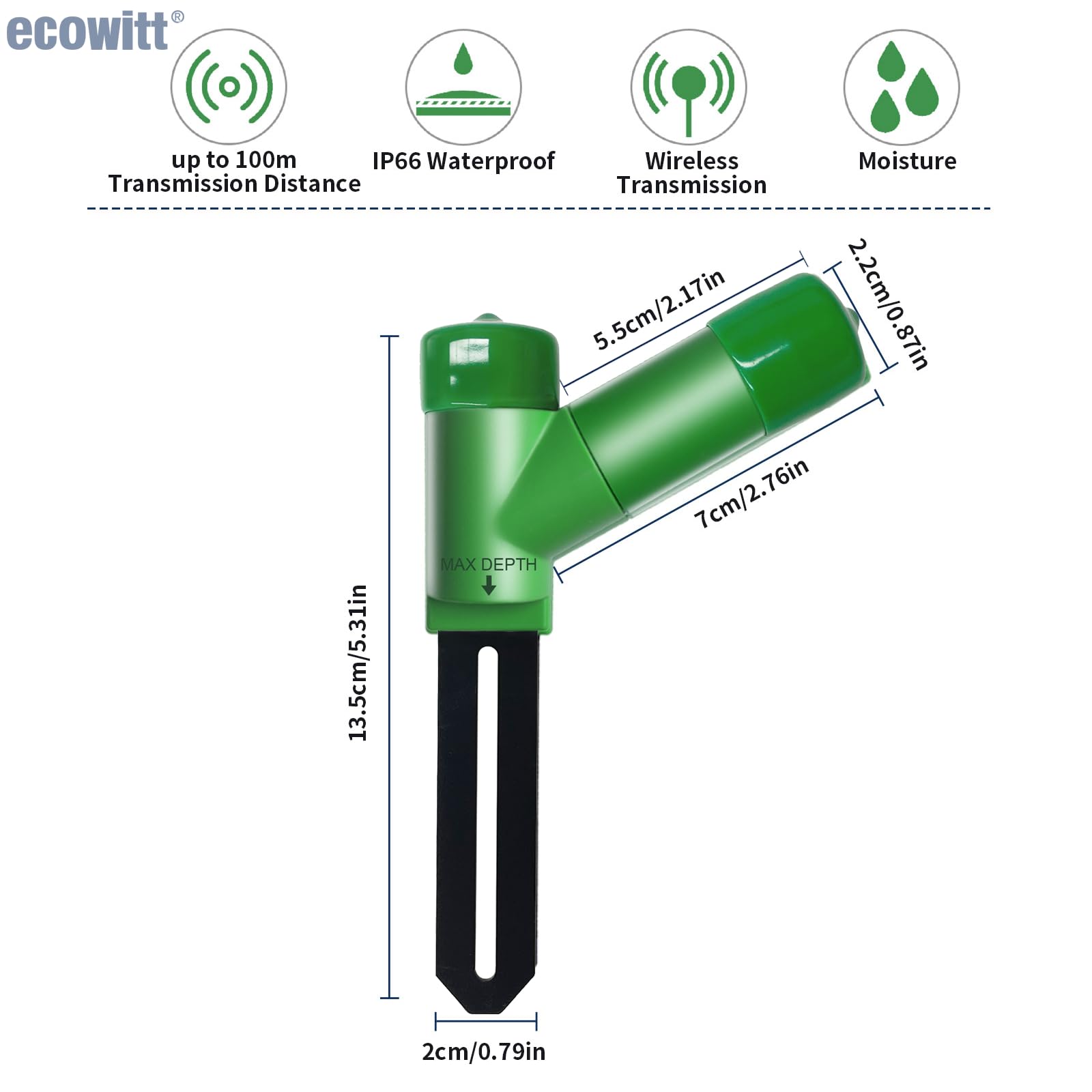 ECOWITT WH51 Soil Moisture Sensor Soil Humidity Tester - Accessory Only, Can Not Be Used Alone