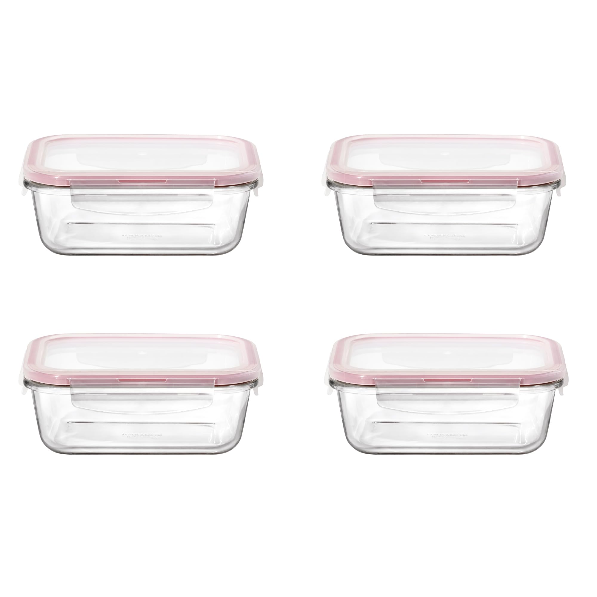 STARFRIT LocknLock 8-Piece Borosilicate Glass Container Set - 4 x 21oz/630ml - Airtight & Leakproof - 4-Sided Locking Lid