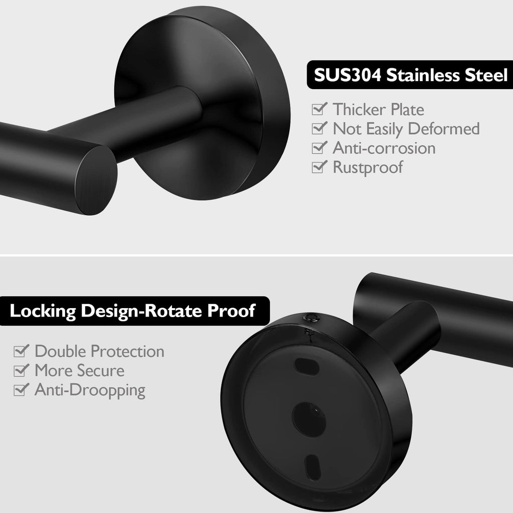 Toilet Paper Holder,Matte Black Toilet Paper Holders,SUS304 Stainless Steel Toilet Paper Roll Holder, Wall Mounted Toilet Paper Holder Black,Bathroom Accessory Toilet Roll Holder for Bathroom Kitchen