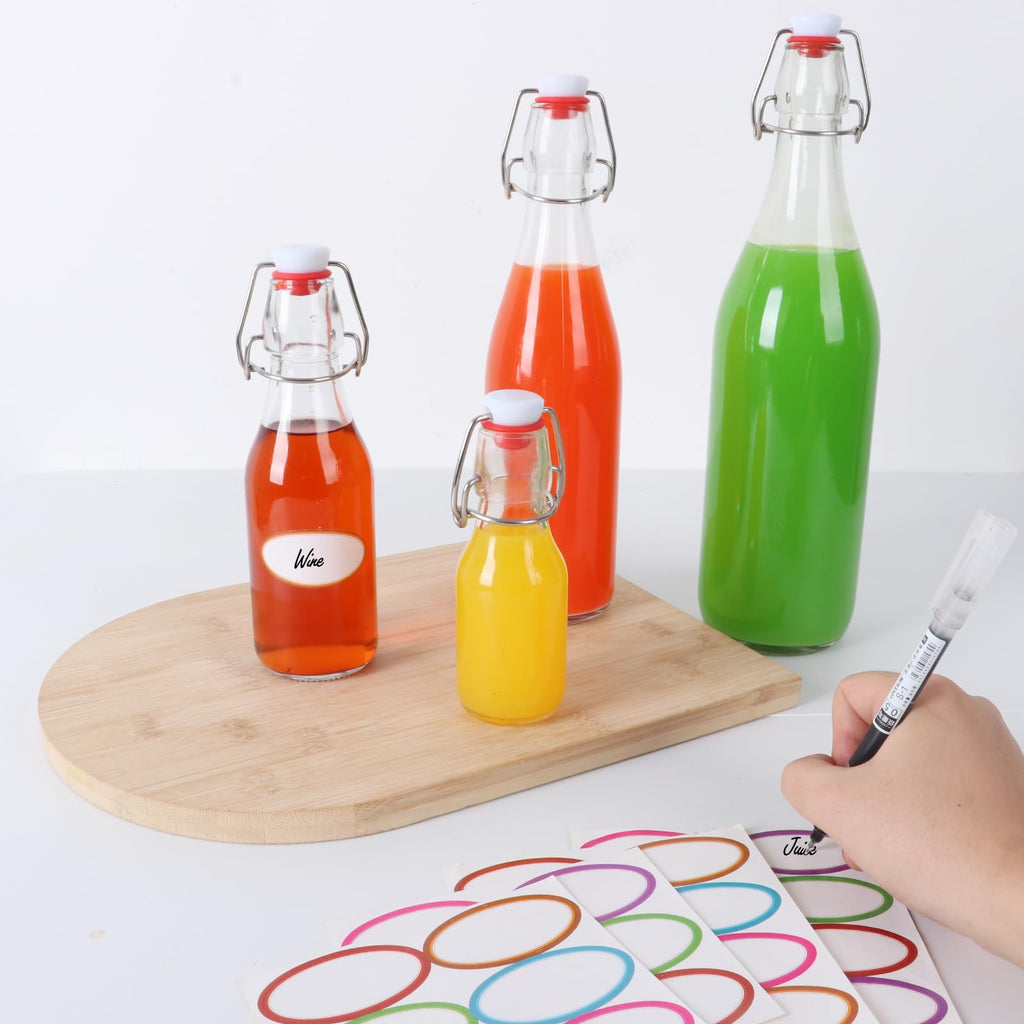 EkkoVla 12 Pack 8 oz Swing Top Glass Bottles, Flip Top Brewing Bottles with Airtight Rubber Seal Flip Caps for Kombucha, Beverages, Oil, Beer, Kefir, Vinegar, Wine