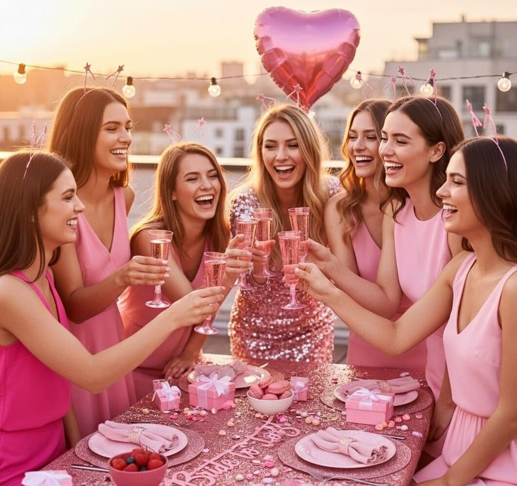 MATANA 50 Plastic Champagne Flutes Pink Glitter 5 oz/ 150ml - Reusable Champagne Glasses, Cocktail Glasses, Mimosa Glasses for Cocktails, Dessert, Wine - Toasting Glasses for Parties, Weddings