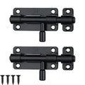 JQK Door Security Slide Latch Lock Barrel Bolt, 304 Stainless Steel Sliding Gate Latches Thickened 1.4mm with Padlock Hole, Black, 2 Pack HBB120-BK-P2