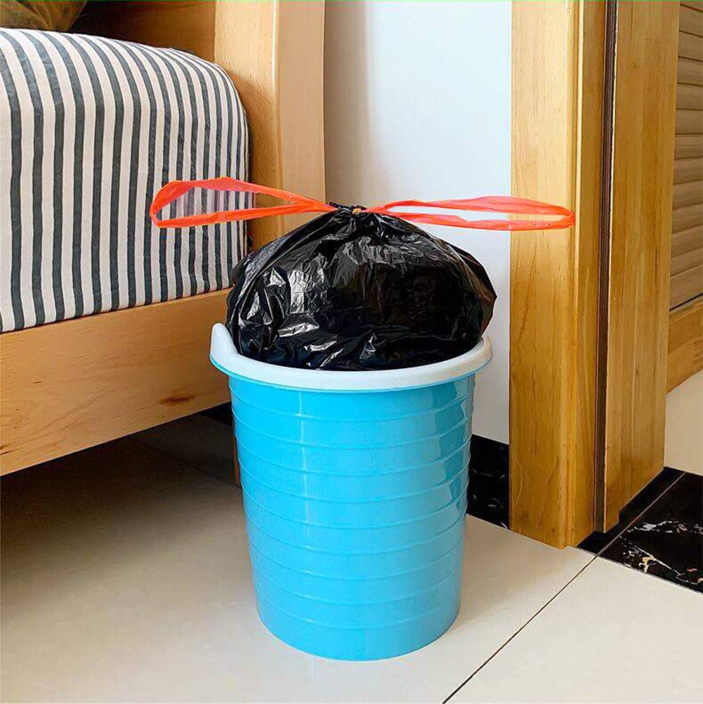 Feisco 2 Gallon Strong Drawstring Trash bag Garbage Bag Bin Liner,90 Counts for Home,Office,Car (Black, 2 Gallon)