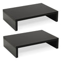 TEAMIX 2 Pack Wood Monitor Stand Riser, Black Adjustable Computer Stand Dual Monitor Riser for Monitors/Laptops/TV, Desktop Shelf Space-Saving