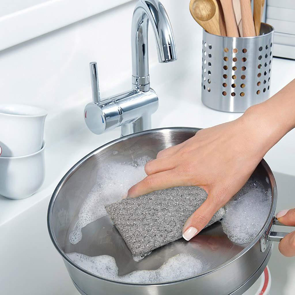 Gold and Silver Kitchen Sponge Scrubber, Heavy Duty Metallic Sink, Pot, Dish Washing Scrubber Non-Scratch, Non-Metal, Kosher Sponge, Pack of 12 (Superio)