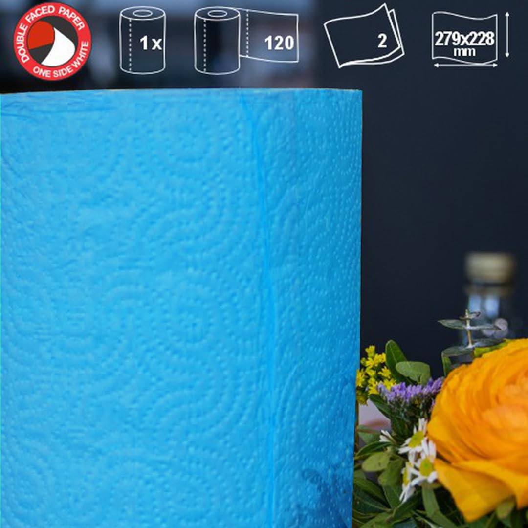 Renova Luxury Colored Paper Towel Jumbo Roll 2-Ply Sheets Blue, 120 Count