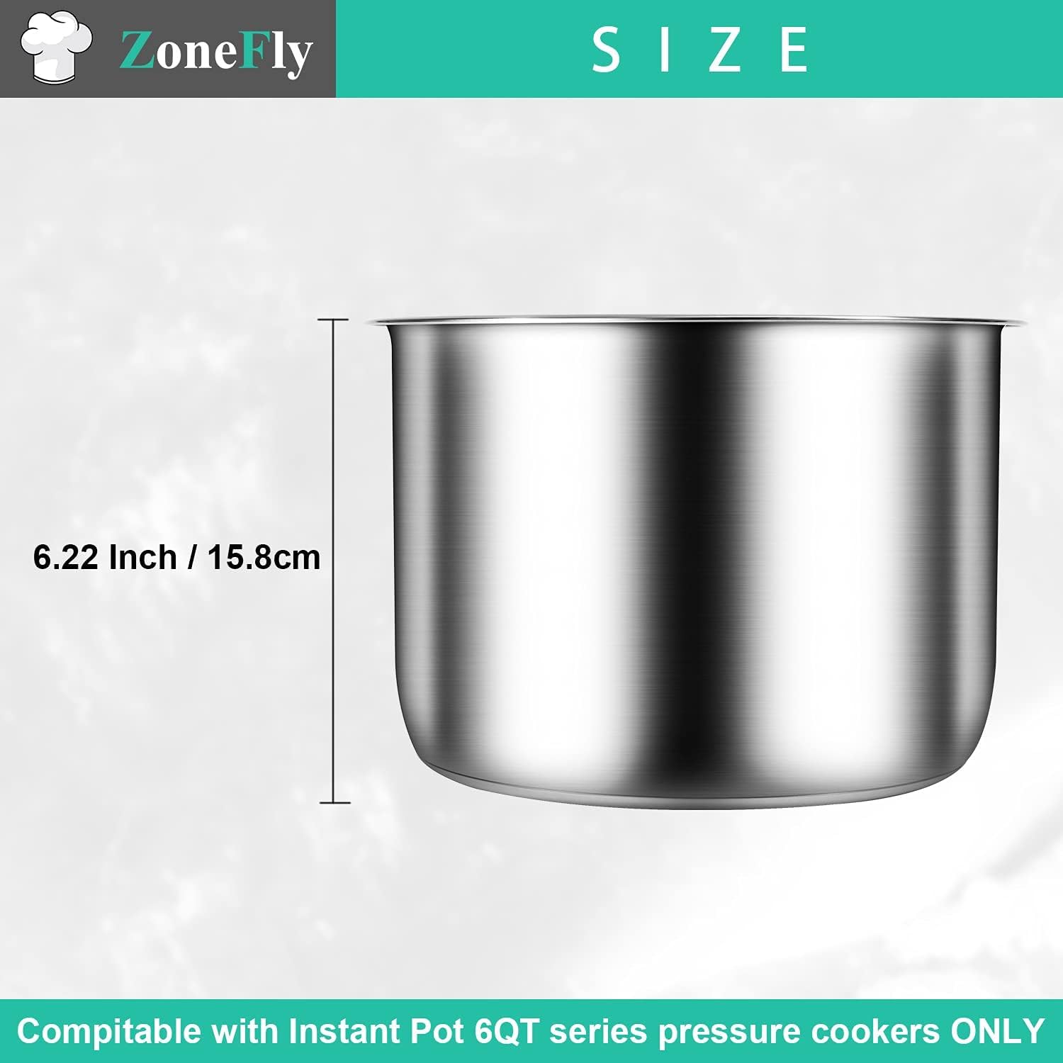 AblerV Stainless Steel Inner Pot Compatible With Instant Pot 6 Qt, Original Cooking Pot for InstaPot Replacement, Polished Surface Non-Stick Pressure Cooker Liner