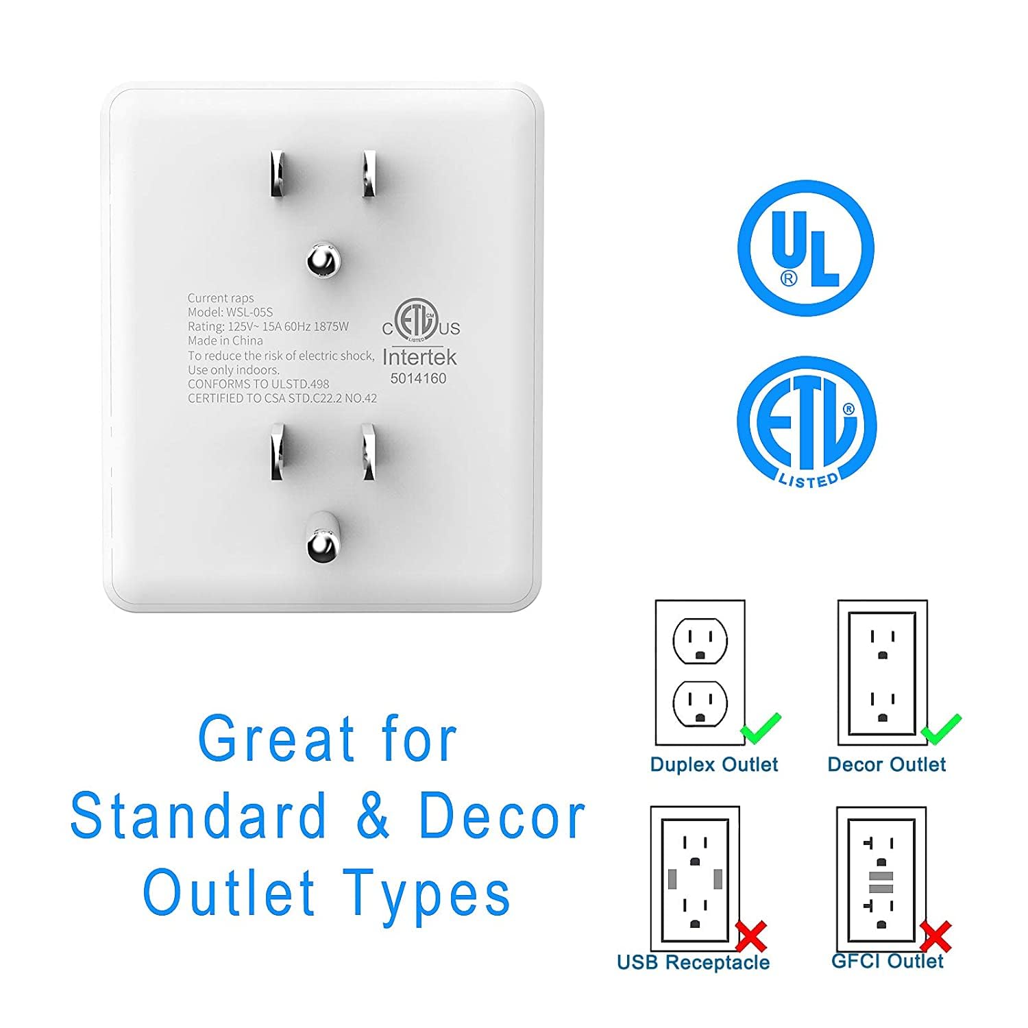 6 Outlet Extender, HITRENDS Multi Plug Outlet Extender, 2 Pack 3-Prong Wall Plug Multiple Outlet Splitter for Cruise Ship Home Office Dorm Room Essential