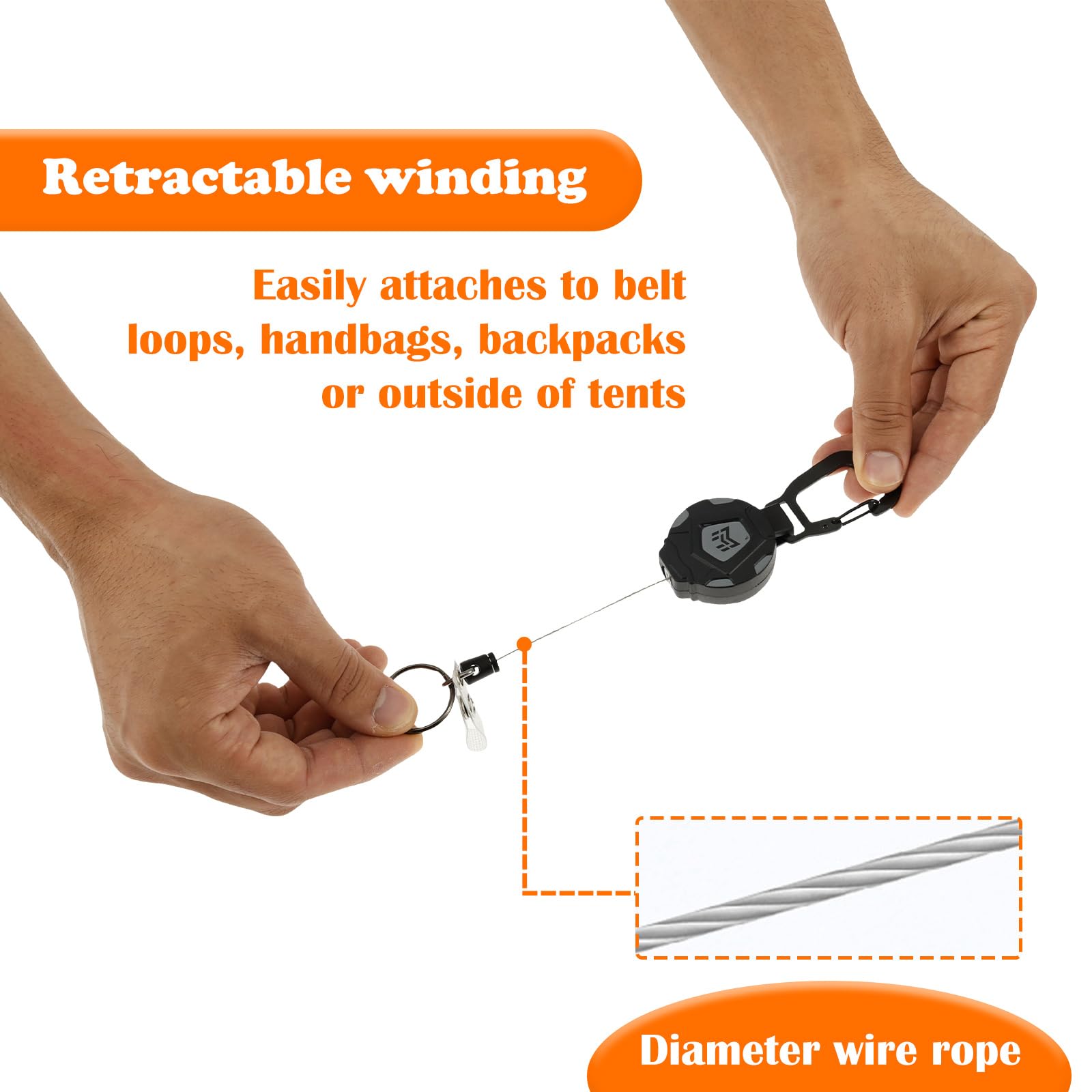 4 Pack Retractable Keychain Heavy Duty Carabiner Badge Holder with 23.6 inch Cord Sturdy Badge Reel ID Holder Extendable Key Ring for Men Home