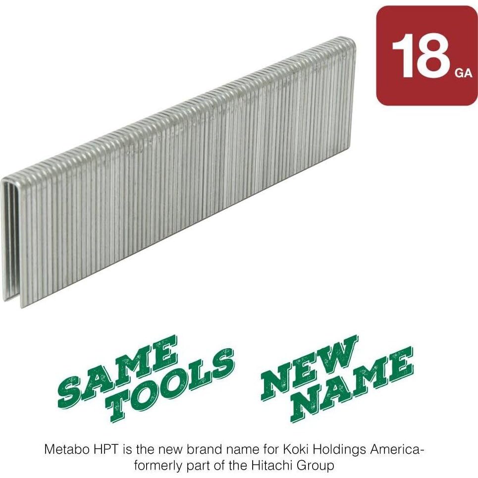 Metabo HPT Finish Staples | 1/4" x 1-1/4", 18 Gauge | Electro Galvanized, for N3804AB3 | 5000 Count | 11105SHPT