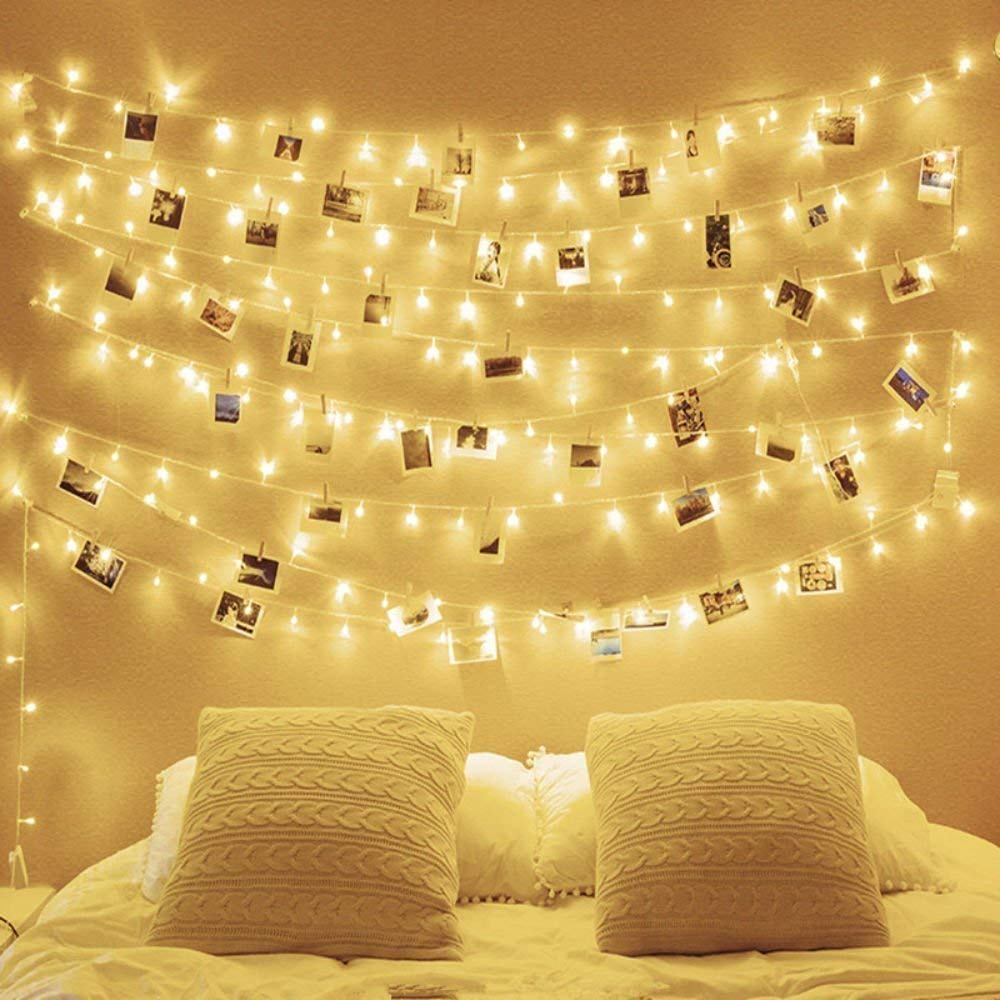 EShing LED String Lights Dimmable, USB Powered 100 Warm White LED Fairy Lights on 33ft Clear Cable, Twinkle Lights with Remote Timer for Indoor Outdoor Wedding Party Patio Backyard Room Decor