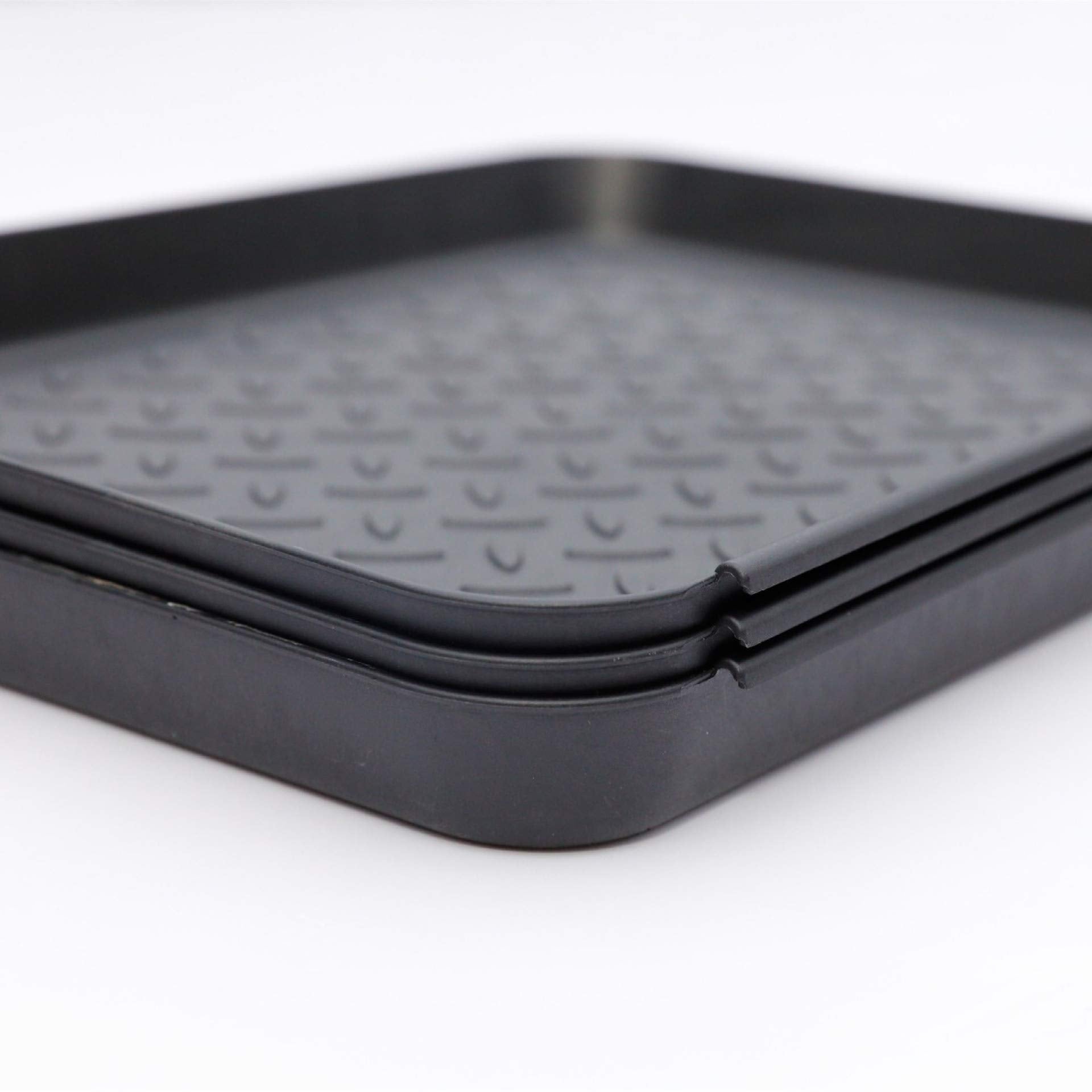 Boot Mat Tray,3 PCS Multi-Purpose 13.7" x 10.6" x 1.2" Floor Protection-Pet Bowls-Paint-Dog Bowls,Shoes, Pets, Garden - Mudroom, Entryway, Garage-Indoor and Outdoor Friendly (Black, 3Pack)