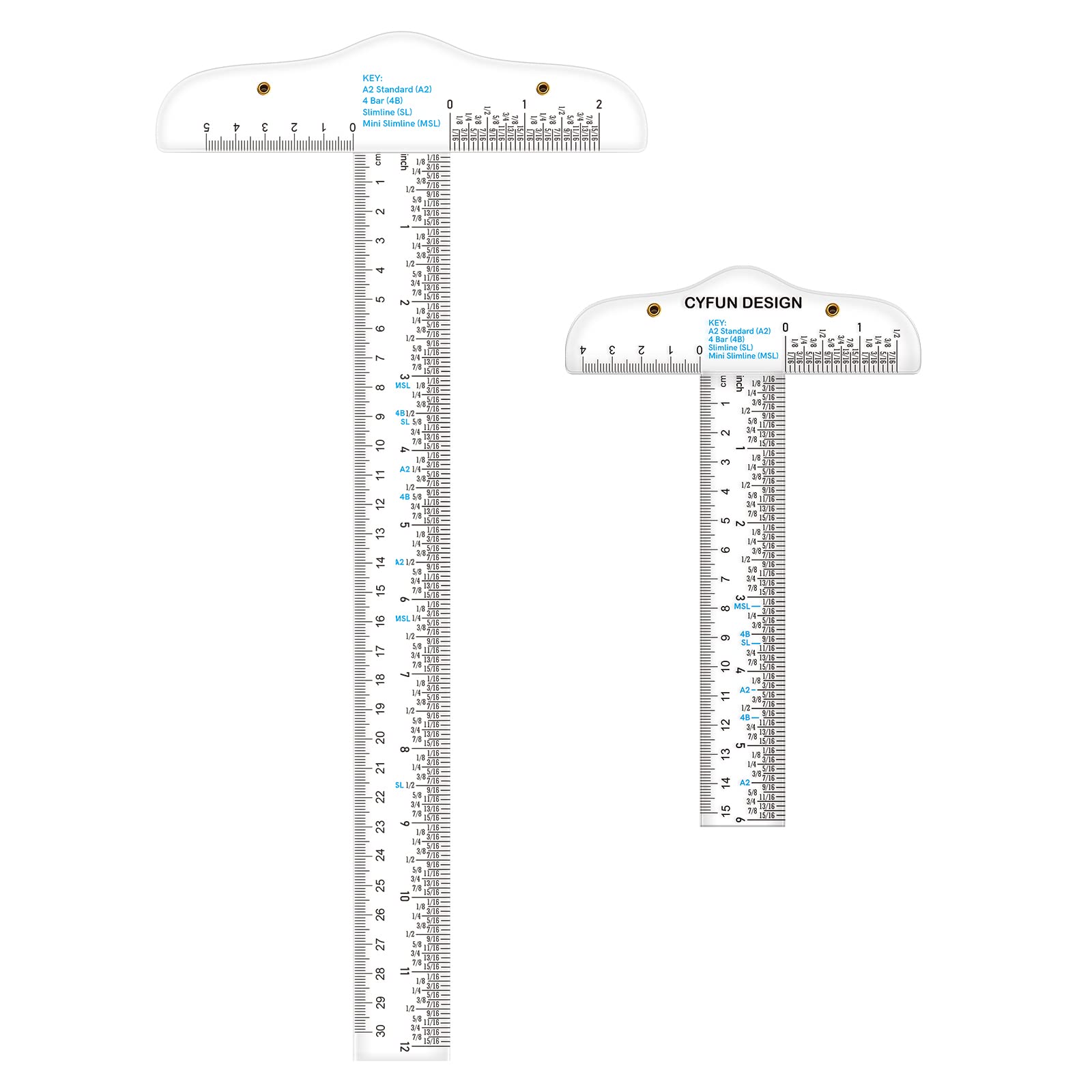 CYFUN DESIGN 12" 6" Acrylic T-Square Ruler, 3 Pack, Transparent, T Ruler, for Crafting Drafting and General Layout Work Art Framing & Drafting Scrapbooking Crafting