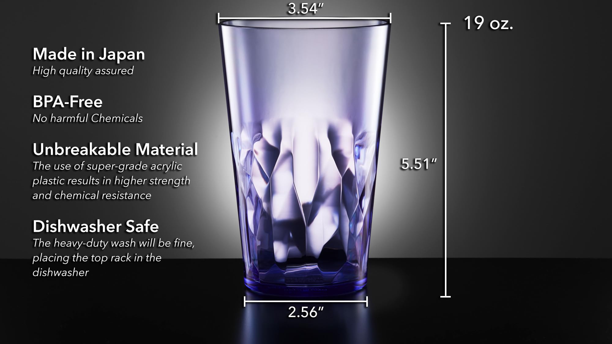 SCANDINOVIA - 19 oz Unbreakable Premium Drinking Glasses - Set of 6 - Tritan Plastic Tumbler Cups - Perfect for Gifts - BPA Free - Dishwasher Safe - Stackable