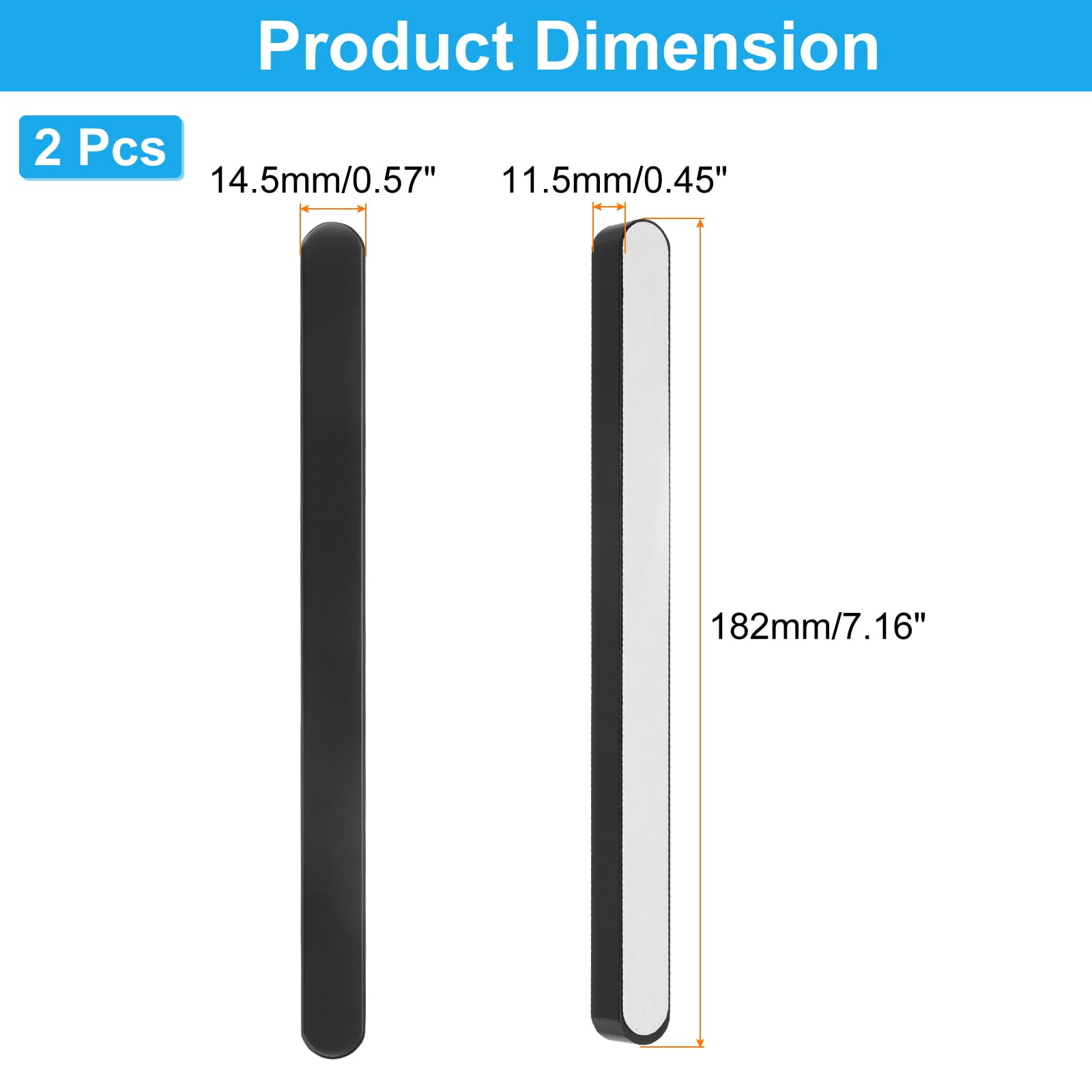 uxcell 7" Stick on Glass Shower Door Handles, 2pcs Aluminum Alloy Bar Shower Door Pull Handles, Sliding Door Knob, Self-Adhesive Fixing Barn Pocket Door Solid Handles Black