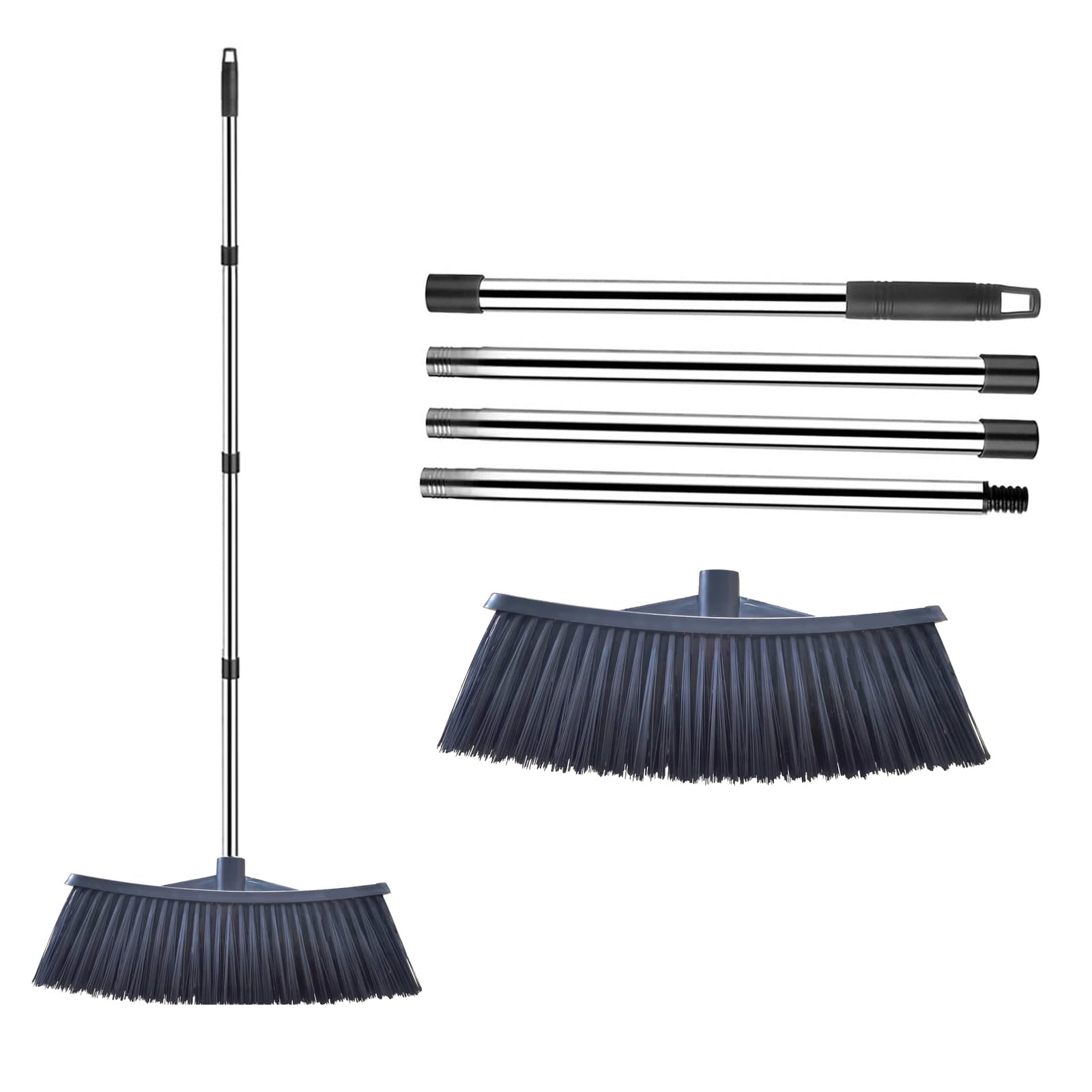 Heavy-Duty Outdoor Broom with 158CM Stainless Steel Handle - 36CM Wide Plastic Broom Head for Yard, Garage, Sidewalk - No Bend Sweeping, Durable & Lightweight
