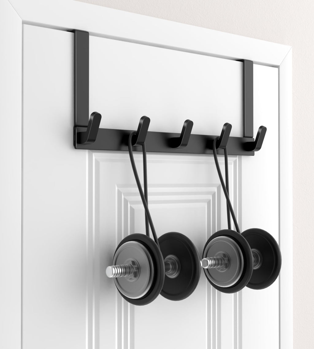 KitchLife Over The Door Hooks Hanger with 7" Extended Arms, Fits 1-3/4" Door Thickness, L18C, Bathroom Accessories and Towel Rack Organization - Matte Black, 1 Pack