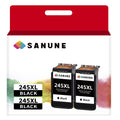 SANUNE 245XL Ink Cartridge Replacement for Canon 245 245XL Black Ink Cartridges for Canon Pixma MG2522 MG2500 MG2520 MX490 MX492 TR4520 TR4522 TS3322 Printer (Black, 2-Pack)