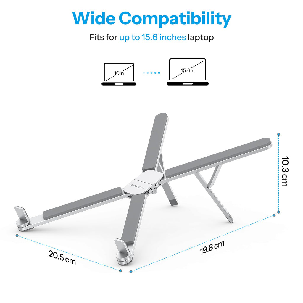OMOTON LA15 360° Rotation Auto-Locking Laptop Stand for Desk, 6-Level Adjustable Aluminum Riser & Portable Foldable Holder for MacBook Tablet up to 15.6"