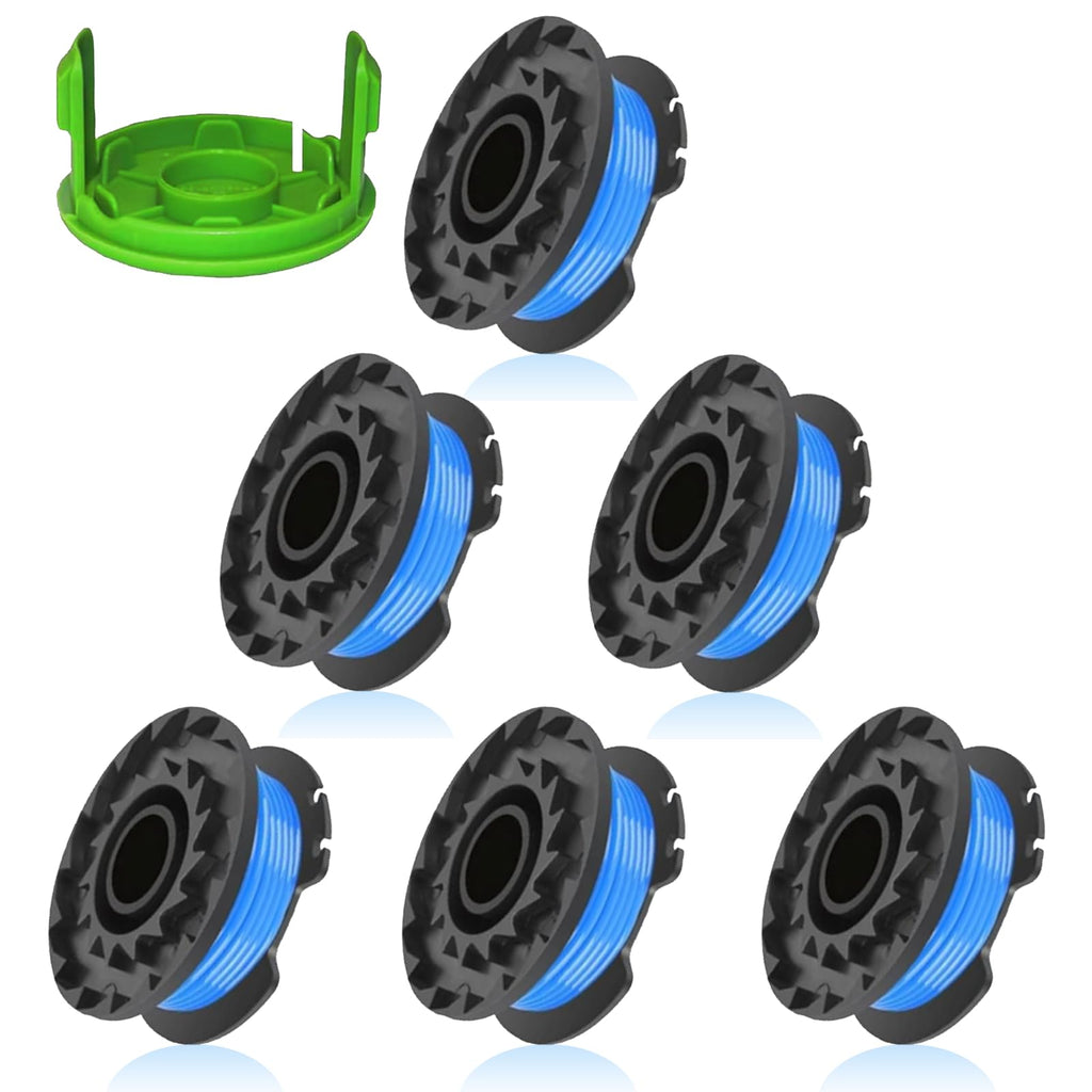 Eyoloty 29092 29252 String Trimmer Line Replacement 16ft 0.065” for Greenworks 21302 21332 21342 20V 24V 40V Single Line String Trimmer with 3411546A-6 Cap Covers Parts Auto-Feed String Edger (6+1)