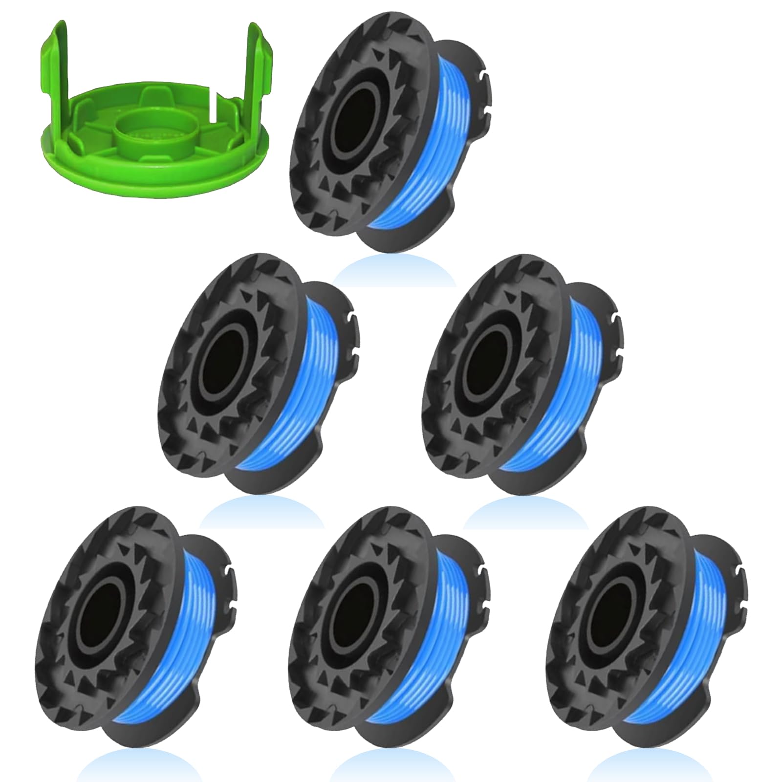 Eyoloty 29092 29252 String Trimmer Line Replacement 16ft 0.065” for Greenworks 21302 21332 21342 20V 24V 40V Single Line String Trimmer with 3411546A-6 Cap Covers Parts Auto-Feed String Edger (6+1)