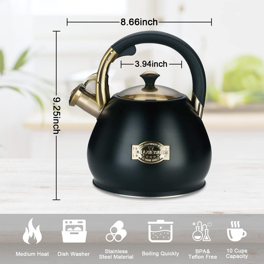 Tea Kettle Stovetop Whistling Kettle Teapot, 3Quart Tea Pot Stainless Steel Teakettle for Stove Top with Heat Proof Ergonomic Handle