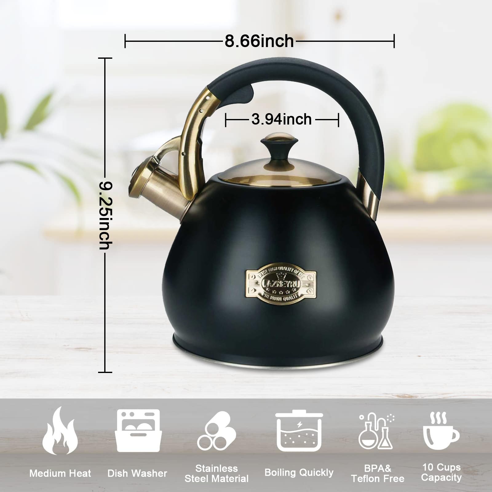 Tea Kettle Stovetop Whistling Kettle Teapot, 3Quart Tea Pot Stainless Steel Teakettle for Stove Top with Heat Proof Ergonomic Handle