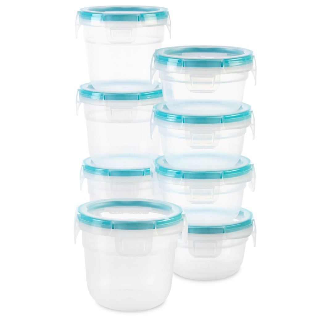 Snapware Total Solution 16-Pc Plastic Food Storage Containers Set, 2-Cup & 1-Cup Round Meal Prep Container, BPA-Free Lids with 4 Locking Tabs, Microwave, Dishwasher, and Freezer Safe