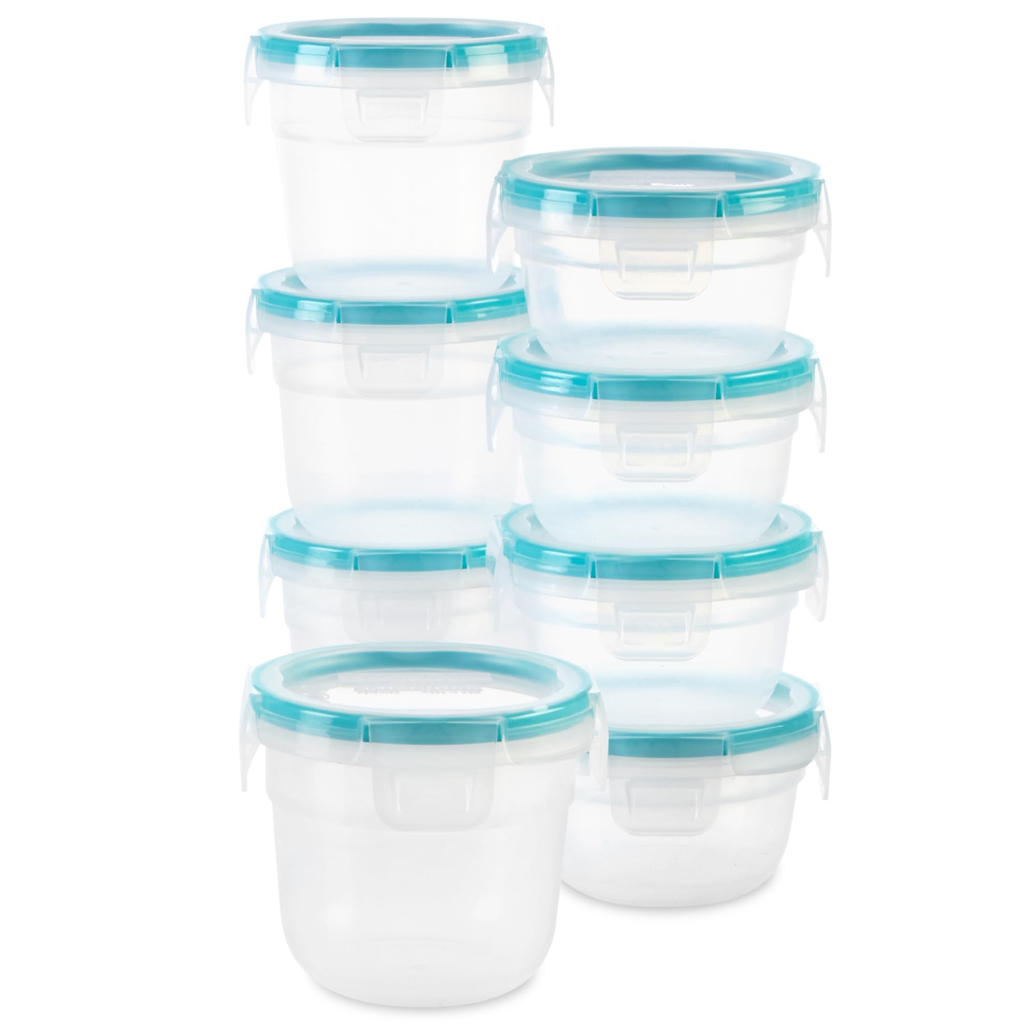 Snapware Total Solution 16-Pc Plastic Food Storage Containers Set, 2-Cup & 1-Cup Round Meal Prep Container, BPA-Free Lids with 4 Locking Tabs, Microwave, Dishwasher, and Freezer Safe