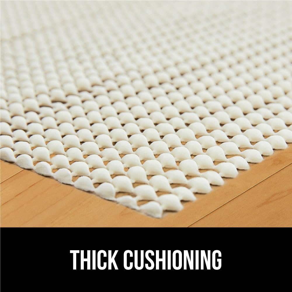 GORILLA GRIP Extra Strong Rug Pad Gripper, Grips Keep Area Rugs in Place, Thick, Slip and Skid Resistant Pads for Hard Floors, Under Carpet Mat Cushion and Hardwood Floor Protection, 2x10 FT