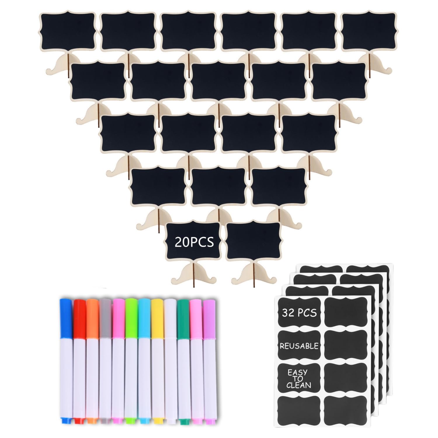 20 Pcs Mini Chalkboard Signs with Stand, Food Labels for Party Buffet, Food Signs Small Blackboard for Party Weddings, Table Labels, Display and Place Cards