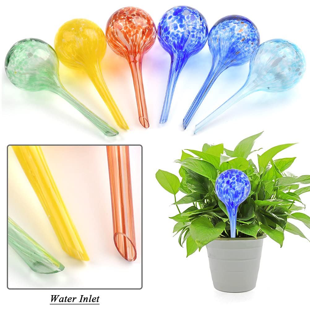 6Pcs Plant Watering Balls for Plant Watering Bulbs, Glass Self Watering Globes, 150ML Volume, Automatic Plant Watering Globe Watering Devices Perfect for Vacation Plant Indoor & Outdoor (6 x 15CM)