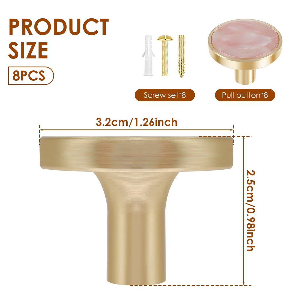 LYIYEYAN 8Pcs Drawer Knob Set, Zinc Alloy Dresser Pull with Screws, Decorative Drawer Handle, Exquisite Furniture Knob for Closet Dresser Door(Pink)