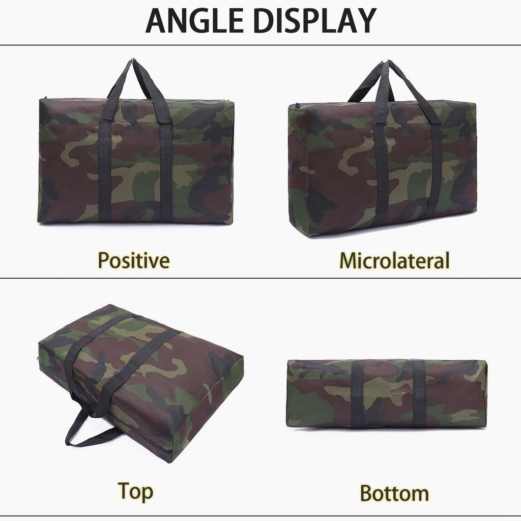 4 Packs Camouflage Extra Large Moving Bags, 125L Heavy Duty Storage Bags, Waterproof Oxford Storage Tote Duffle Bag with Zippers for Clothes, Bedding, Comforters, Pillows, Moving