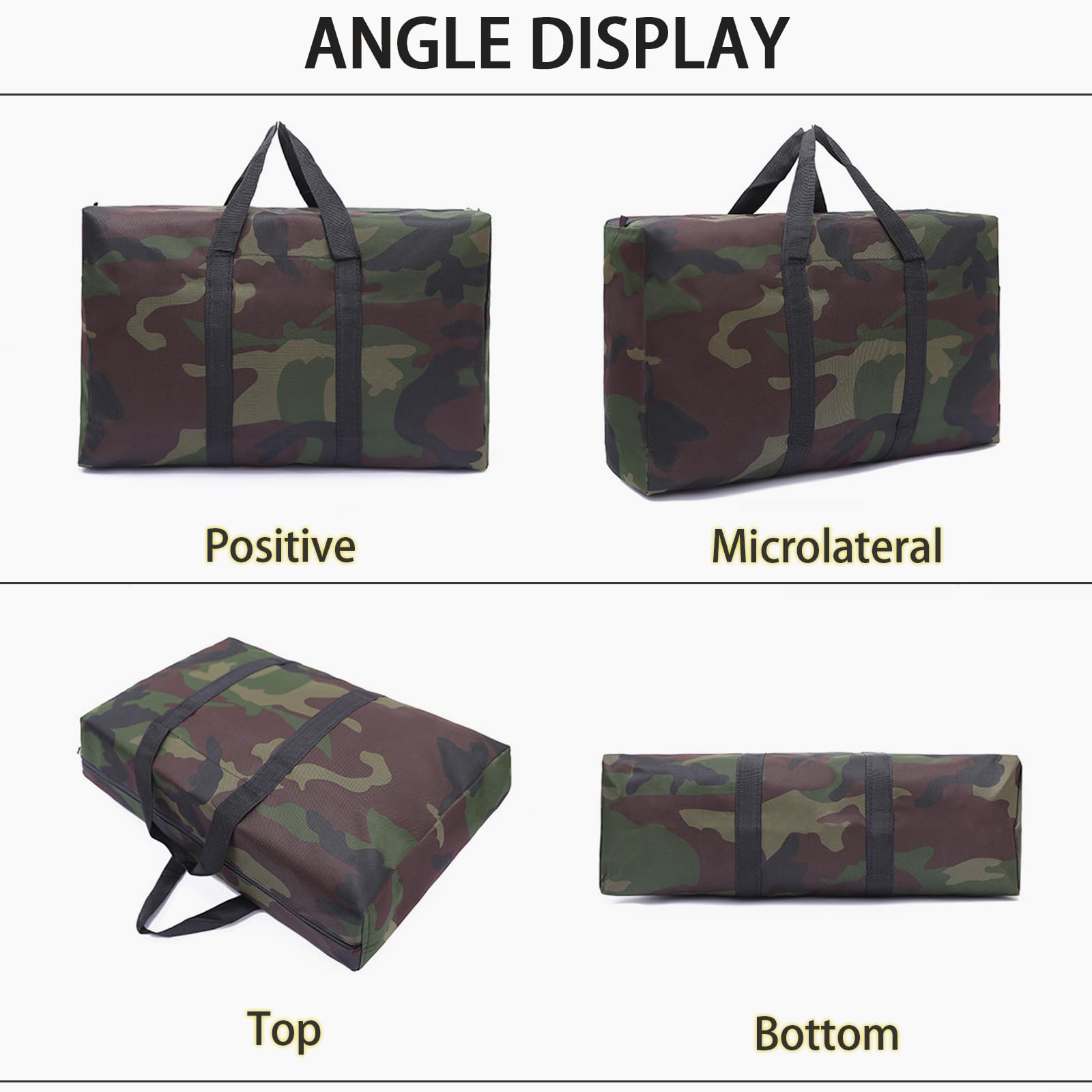 4 Packs Camouflage Extra Large Moving Bags, 125L Heavy Duty Storage Bags, Waterproof Oxford Storage Tote Duffle Bag with Zippers for Clothes, Bedding, Comforters, Pillows, Moving