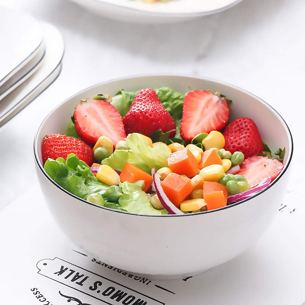 Houlu 40 oz Soup Bowls, Cereal bowls, Pho Bowls, Salad Bowls, Off White Porcelain Bowl Set of 4, 7 inch