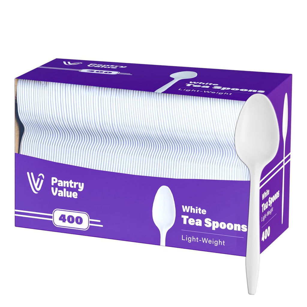 Pantry Value [400 Count] Light-Weight White Disposable Teaspoons