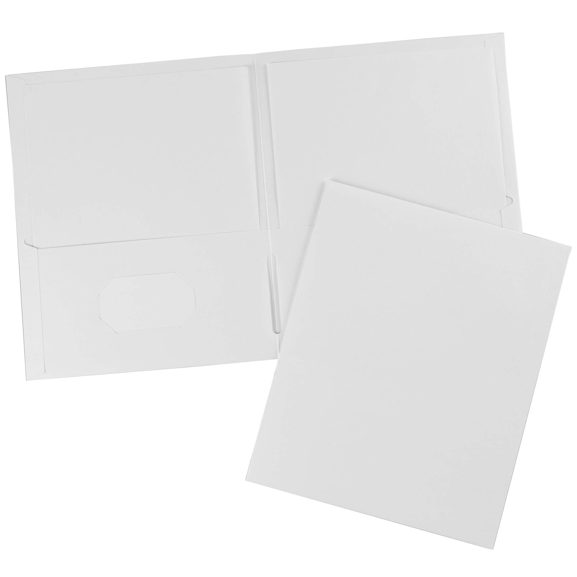 Two Pocket Folders, White, Paper, 8-1/2" x 11"