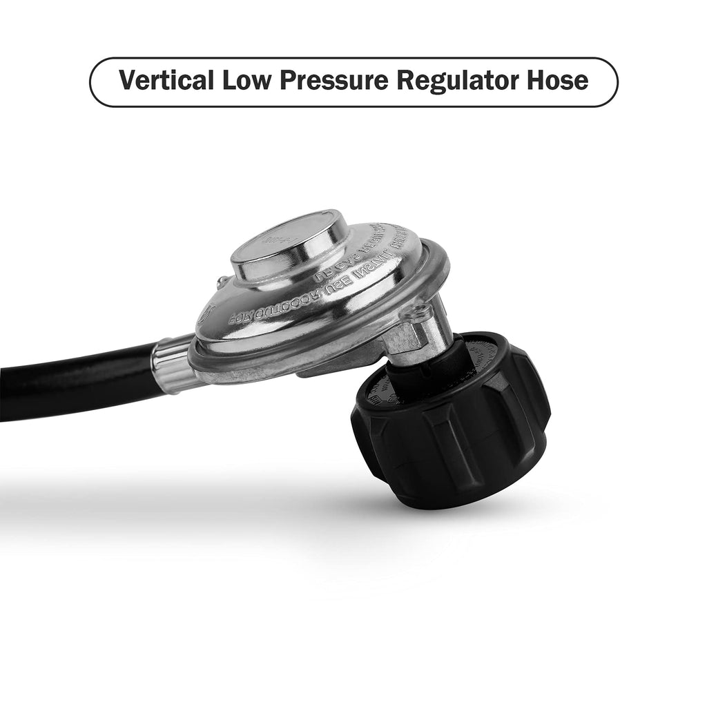 4FT QCC1 Right Angle Low Pressure Propane Hose and Regulator for LP Gas Grill, Heater and Fire Pit, 3/8" Female Flare x Acme Nut