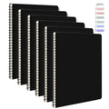 6Pack Spiral Notebook with 10pcs Sticky Tabs,A5 Lined Notebooks120 Pages,Hardcover Notebook for Women Men,Coil Notepad,5.5" x 8.3",Lined Paper for Work, School,Office（Black）