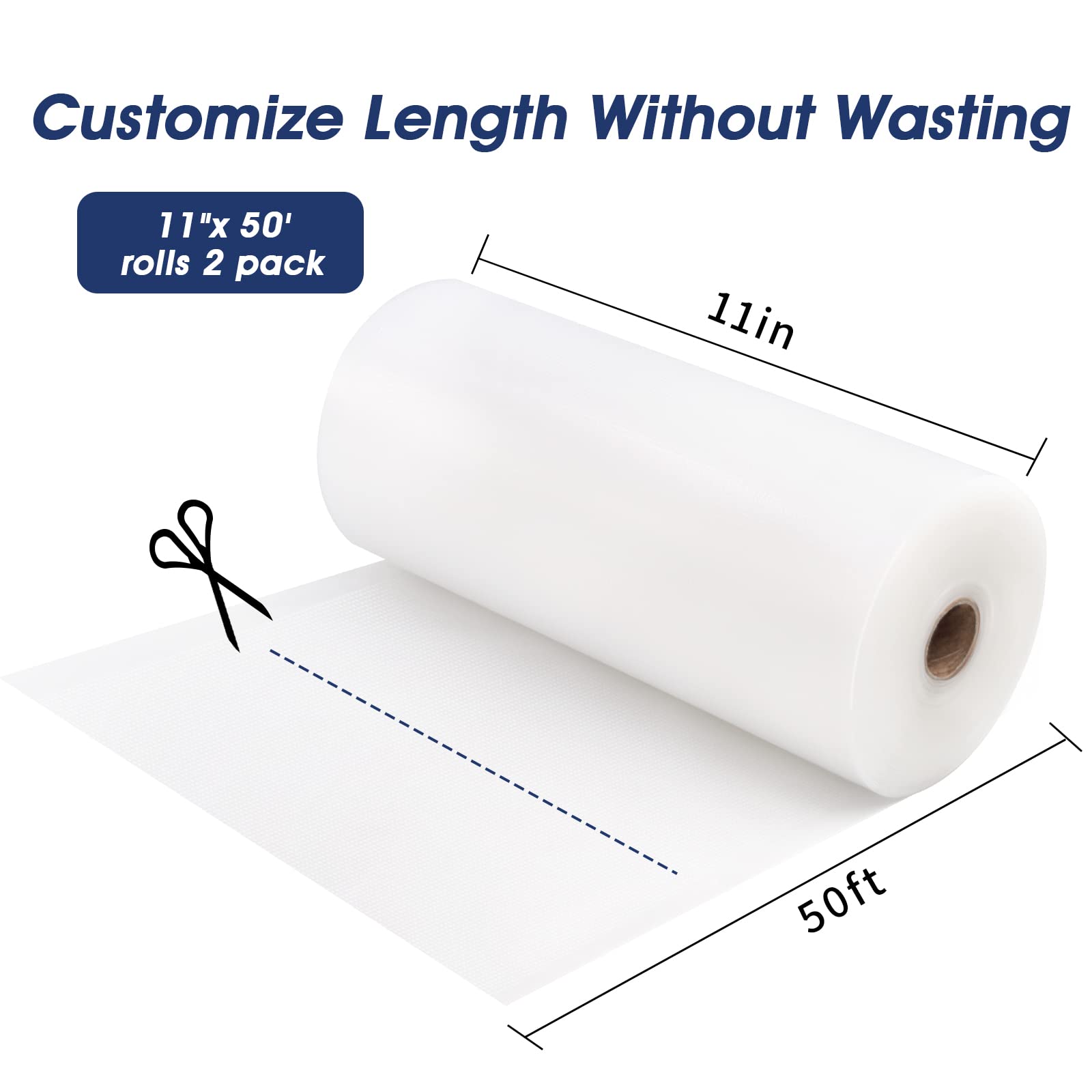 Deefre Vacuum Sealer Bags 2 Rolls 11"x50' Commercial Grade Food Saver Bags for Seal a Meal, BPA Free, Heavy Duty, Great for vac Storage, Meal Prep or Sous Vide