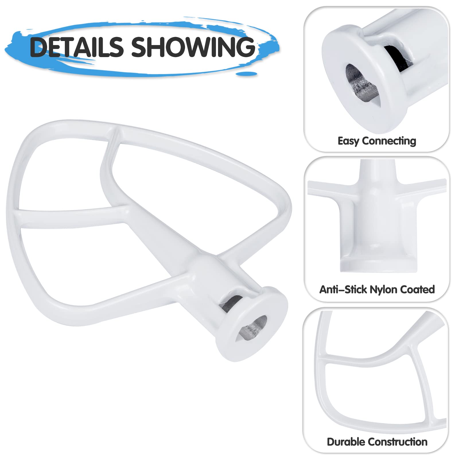 Flat Beater for KitchenAid 4.5 Quart Tilt-Head Stand Mixer, K45B Coated Paddle Attachment for Kitchen Aid Mixer Accessories