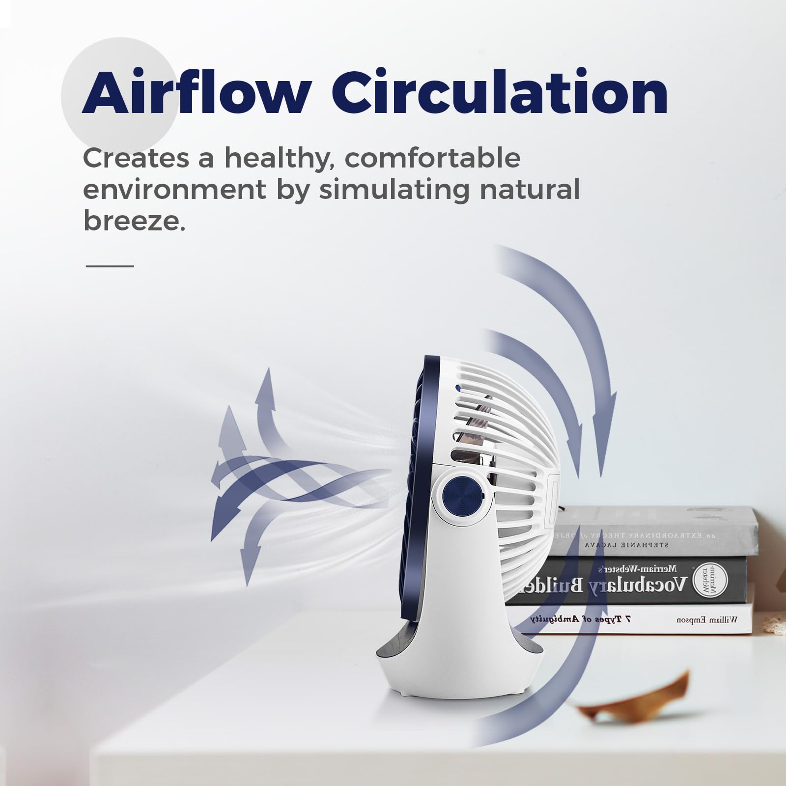 OCOOPA Small USB Desk Fan Table Fan 5'' with Strong Airflow & Quiet Operation, Portable Cooling Mini Fan 3 Speed, 360°Rotatable Head for Home Office Bedroom Desktop